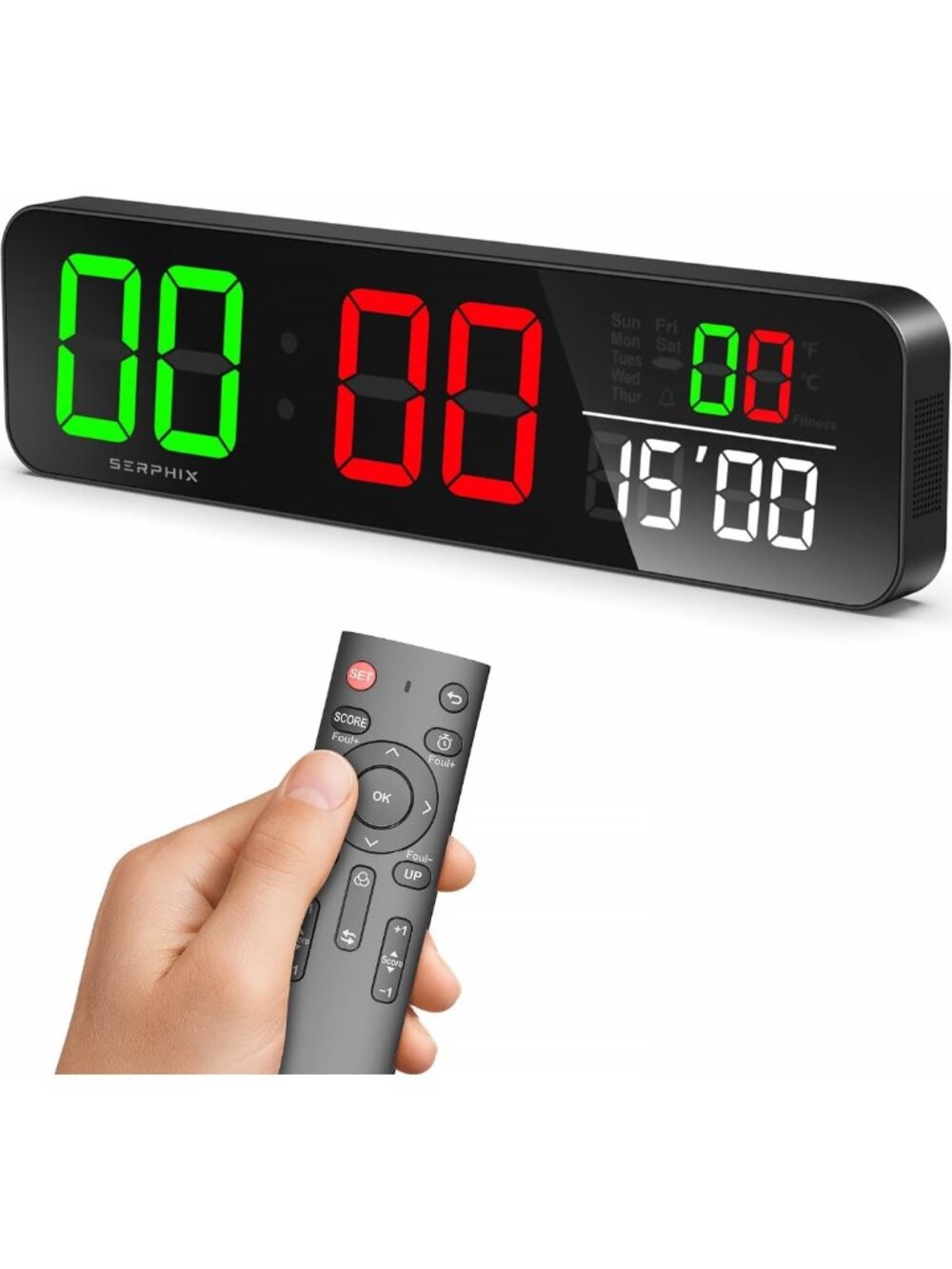 15.2” Digital Countdown Timer Scoreboard Clock - Bright LED Color Display